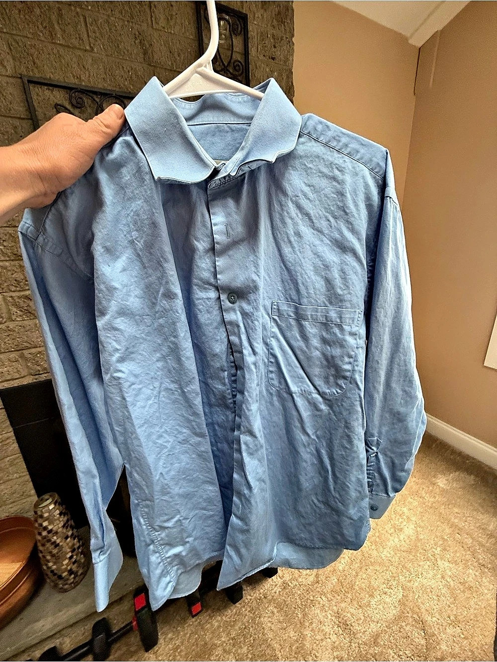 PRONTO-UOMO Blue Casual Button Down Shirt Size 15 1/2 32/33